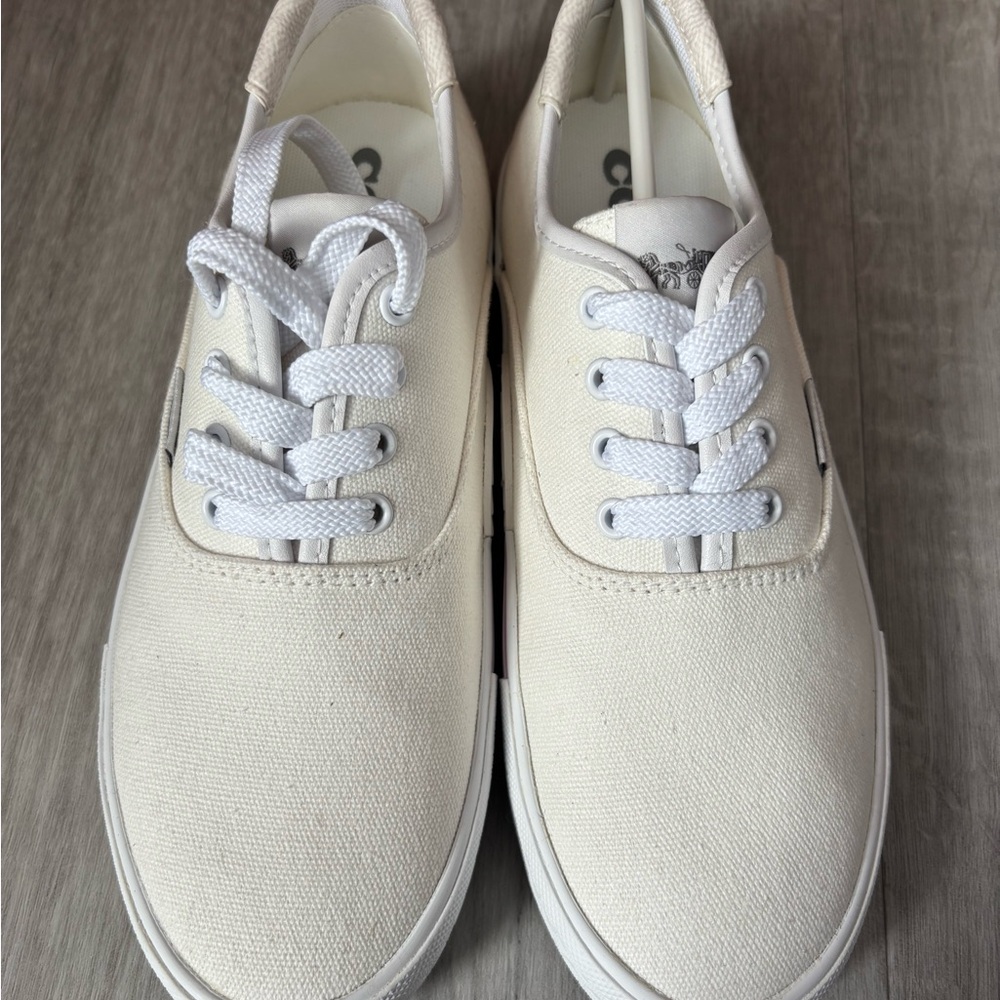 Coach Ivory Canvas Lace-Up Sneakers - Picture 3 of 6